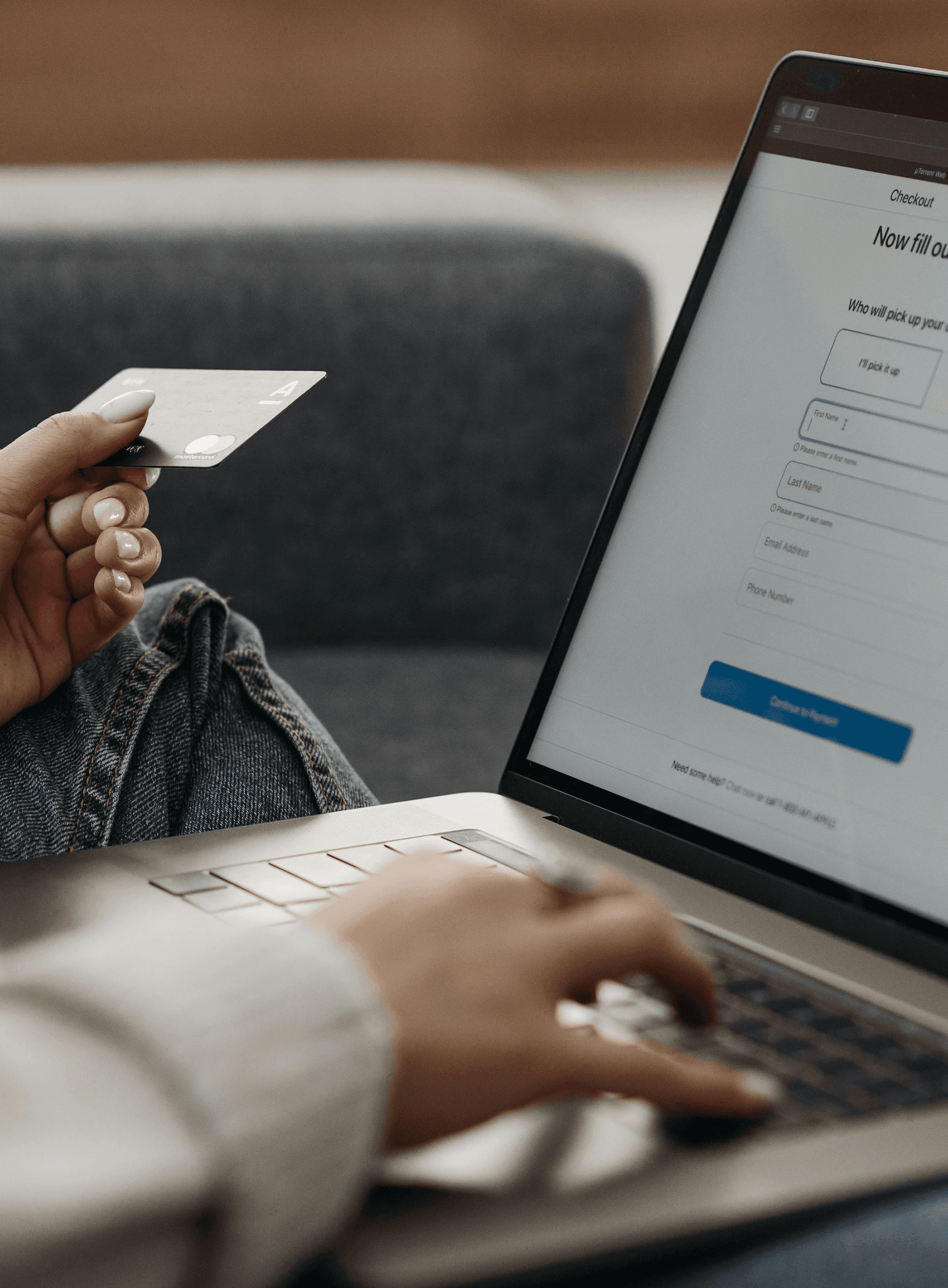 Online Checkout with Credit Card and Laptop