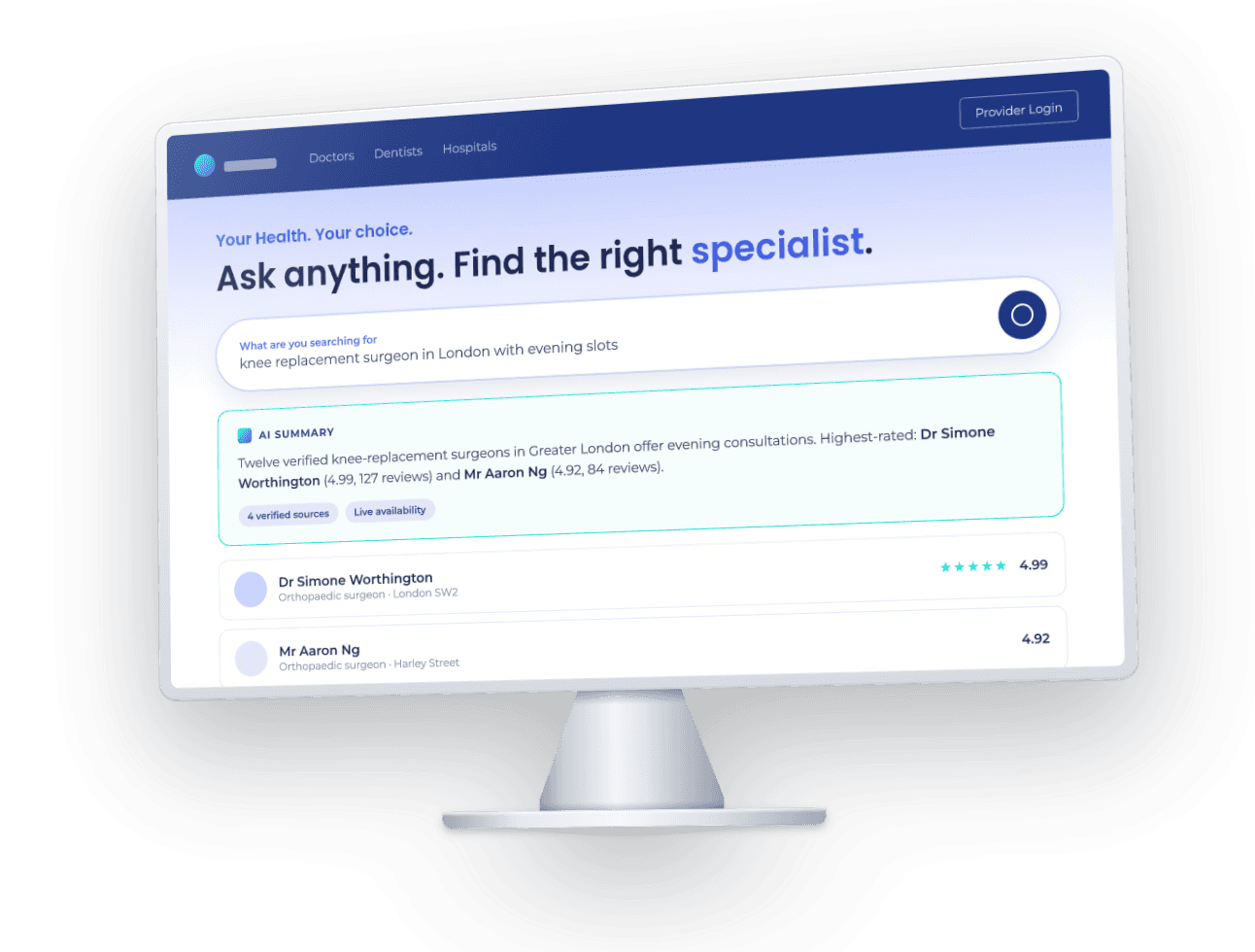 Hallucination-Resistant Search Mode for a Healthcare Platform